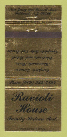 Matchbook Cover - Ravioli House Italian Wildwood NJ 30 Strike