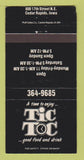 Matchbook Cover - Tic Toc Restaurant Cedar Rapids IA 30 Strike