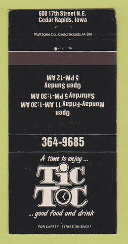Matchbook Cover - Tic Toc Restaurant Cedar Rapids IA 30 Strike
