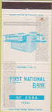 Matchbook Cover - First National Bank of Edna TX 30 Strike