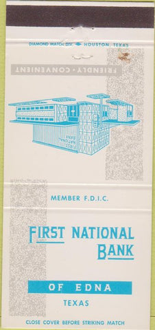 Matchbook Cover - First National Bank of Edna TX 30 Strike
