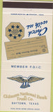 Matchbook Cover - Citizens National Bank Baytown TX 30 Strike