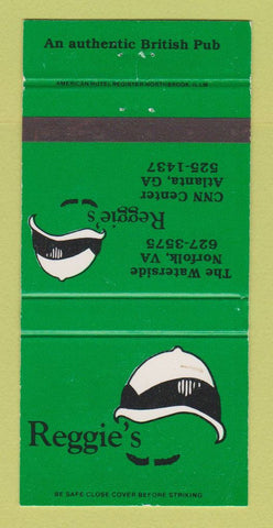 Matchbook Cover - Reggie's British Pub Atlanta GA Norfolk VA 30 Strike
