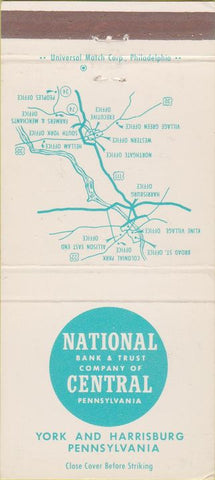 Matchbook Cover - National Bank  and  Trust York  and  Harrisburg PA 30 Strike