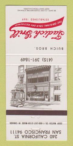 Matchbook Cover - Buich Bros Tadich Grill San Francisco CA 30 Strike