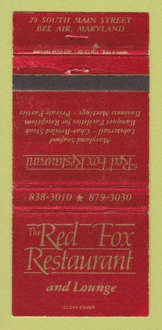 Matchbook Cover - Red Fox Restaurant Bel Air MD 30 Strike