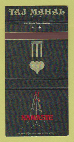 Matchbook Cover - Namaste Taj Mahal Houston TX Monterrey Mexico 30 Strike