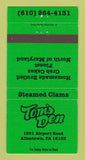 Matchbook Cover - Tom's Den Allentown PA Steamed Clams 30 Strike
