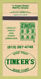 Matchbook Cover - Tinker's Restaurant Perth ON 30 Strike