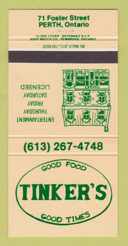 Matchbook Cover - Tinker's Restaurant Perth ON 30 Strike