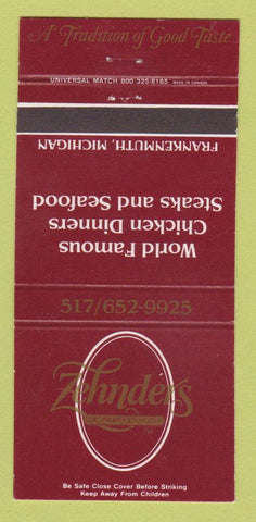 Matchbook Cover - Zehnders Restaurant Frankenmuth MI 30 Strike