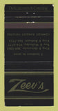 Matchbook Cover - Zeev's Restaurant Deli Toronto ON 30 Strike