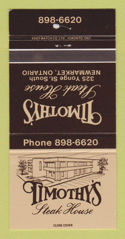 Matchbook Cover - Timothy's Steak House Newmarket ON 30 Strike