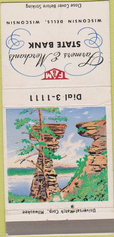 Matchbook Cover - Farmers  and  Merchants Bank Wisconsin Dells WI 30 Strike