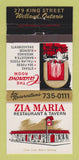 Matchbook Cover - Zia Maria Restaurant Welland ON 30 Strike