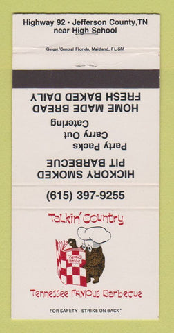 Matchbook Cover - Talkin' Country BBQ Jefferson County TN 30 Strike
