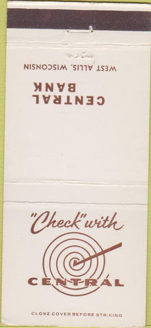 Matchbook Cover - Central Bank West Allis WI 30 Strike
