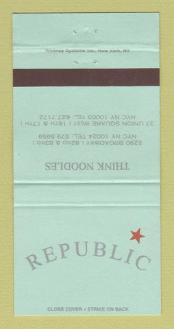Matchbook Cover - Republic Restaurant New York City Noodles 30 Strike