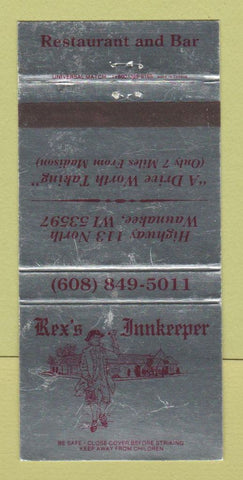 Matchbook Cover - Rex's Innkeeper Restaurant Waunakee WI WEAR 30 Strike