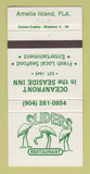 Matchbook Cover - Sliders Restaurant Amelia Island FL 30 Strike