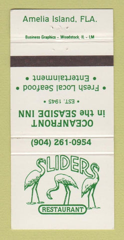Matchbook Cover - Sliders Restaurant Amelia Island FL 30 Strike