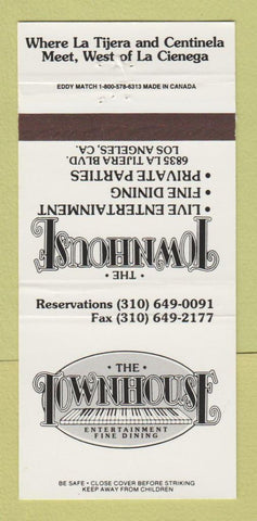 Matchbook Cover - The Townhouse Restaurant Los Angeles CA 30 Strike