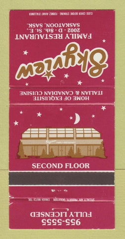 Matchbook Cover - Skyview Restaurant Saskatoon SK 30 Strike