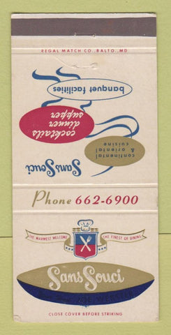 Matchbook Cover - Sans Souci Restaurant Cherry Hill NJ 30 Strike