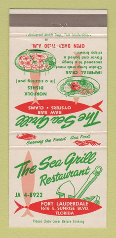 Matchbook Cover - Sea Grill Restaurant Fort Lauderdale FL 30 Strike
