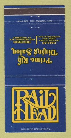 Matchbook Cover - Rail Head Restaurant Dallas Houston TX 30 Strike