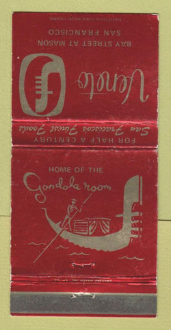 Matchbook Cover - Veneto Restaurant Italian San Francisco CA 30 Strike