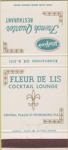 Matchbook Cover - French Quarter Restaurant Petersburg FL 30 Strike