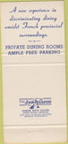 Matchbook Cover - French Quarter Restaurant Petersburg FL 30 Strike
