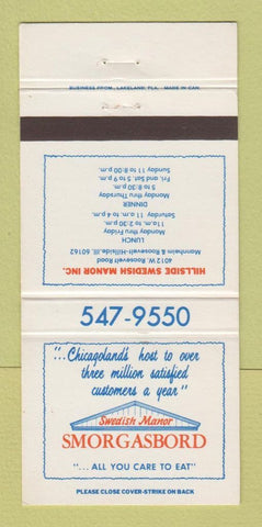 Matchbook Cover - Swedish Manor Smorgasbord Hillside IL 30 Strike