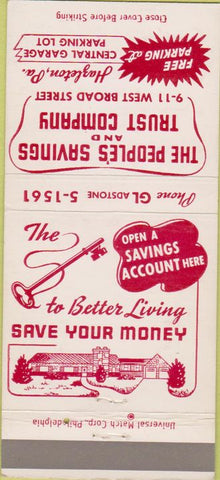 Matchbook Cover - People's Savings  and  Trust Hazleton PA 30 Strike