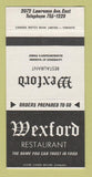 Matchbook Cover - Wexford Restaurant Scarborough ON 30 Strike
