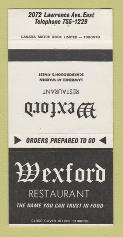 Matchbook Cover - Wexford Restaurant Scarborough ON 30 Strike