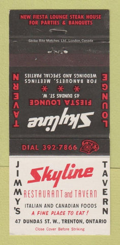 Matchbook Cover - Skyline Restaurant Trenton ON 30 Strike