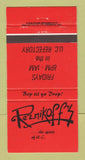 Matchbook Cover - Reznikoff's Restaurant 30 Strike