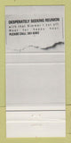 Matchbook Cover - Reunion Bar Toronto ON 30 Strike