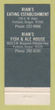 Matchbook Cover - Rian's Restaurants Portland OR 30 Strike