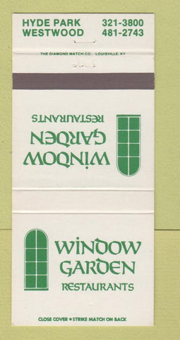 Matchbook Cover - Window Garden Restaurants Hyde Park Cincinnati OH 30 Strike