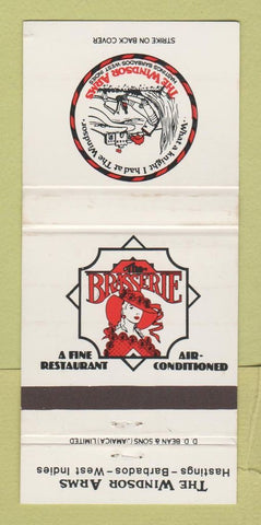 Matchbook Cover - Windsor Arms Brasserie Hastings Barbados 30 Strike