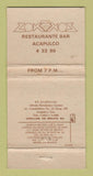 Matchbook Cover - Zokonos? Restaurante Acapulco Mexico 30 Strike