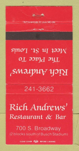 Matchbook Cover - Rich Andrews' Restaurant Bar St Louis MO WEAR 30 Strike