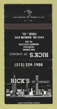 Matchbook Cover - Rick's Restaurant Chicago IL 30 Strike