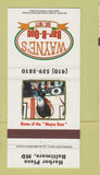Matchbook Cover - Wayne's BBQ Baltimore MD 30 Strike
