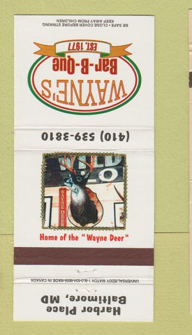 Matchbook Cover - Wayne's BBQ Baltimore MD 30 Strike