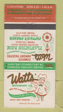 Matchbook Cover - Watt's Restaurants Scarborough ON 30 Strike
