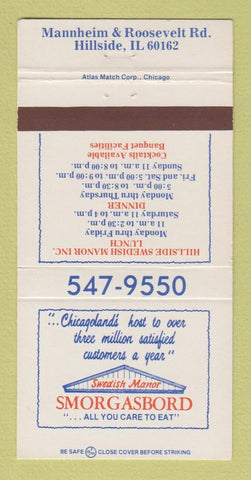 Matchbook Cover - Swedish Manor Smorgasbord Hillside IL 30 Strike